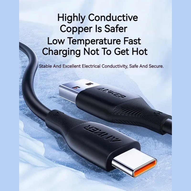 قیمت و خرید کابل شارژ 6 آمپر 1 متری USB به USB-C انکر مدل A8001